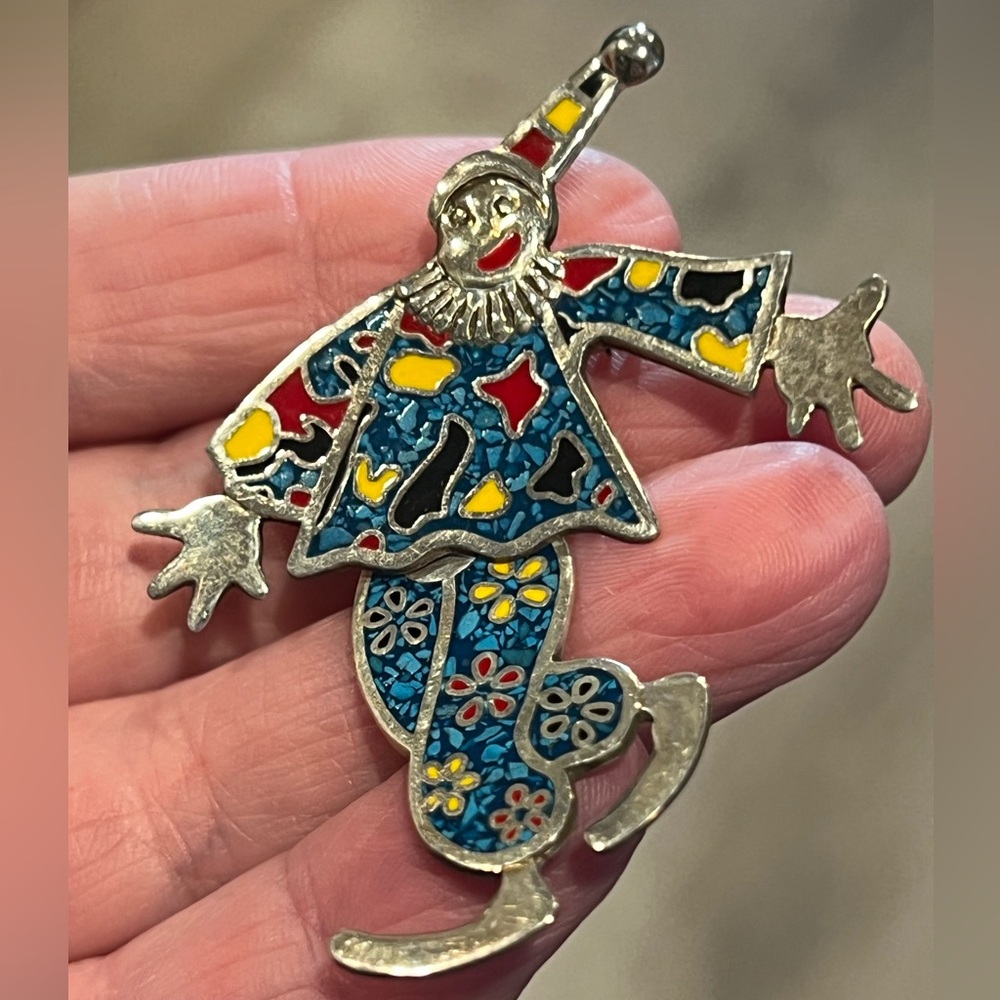 Vintage Taxco Clown 925 Silver Brooch Articulated legs - Picture 8 of 8